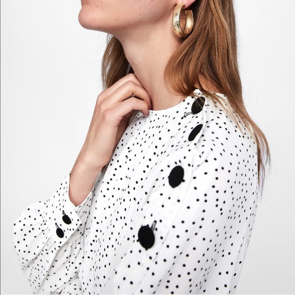 ❤️NWT ZARA POLKA DOT DRESS WITH CONTRASTING BELT - Picture 5 of 9